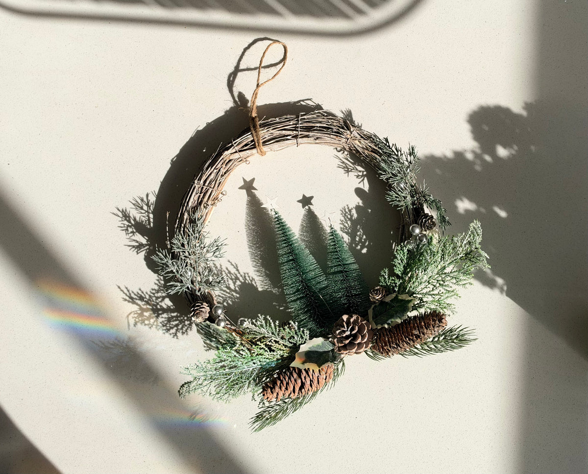 The Winter Woodland – Handmade Whitewashed Christmas Wreath, 45cm