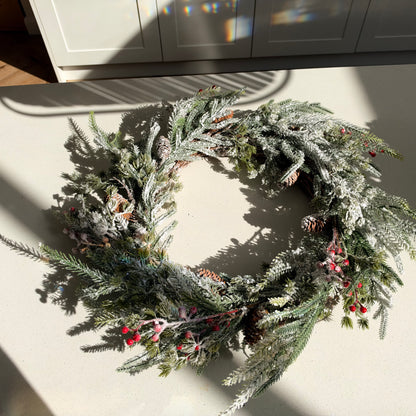 The Frosted Forest – Large Snowy Christmas Wreath, 60cm
