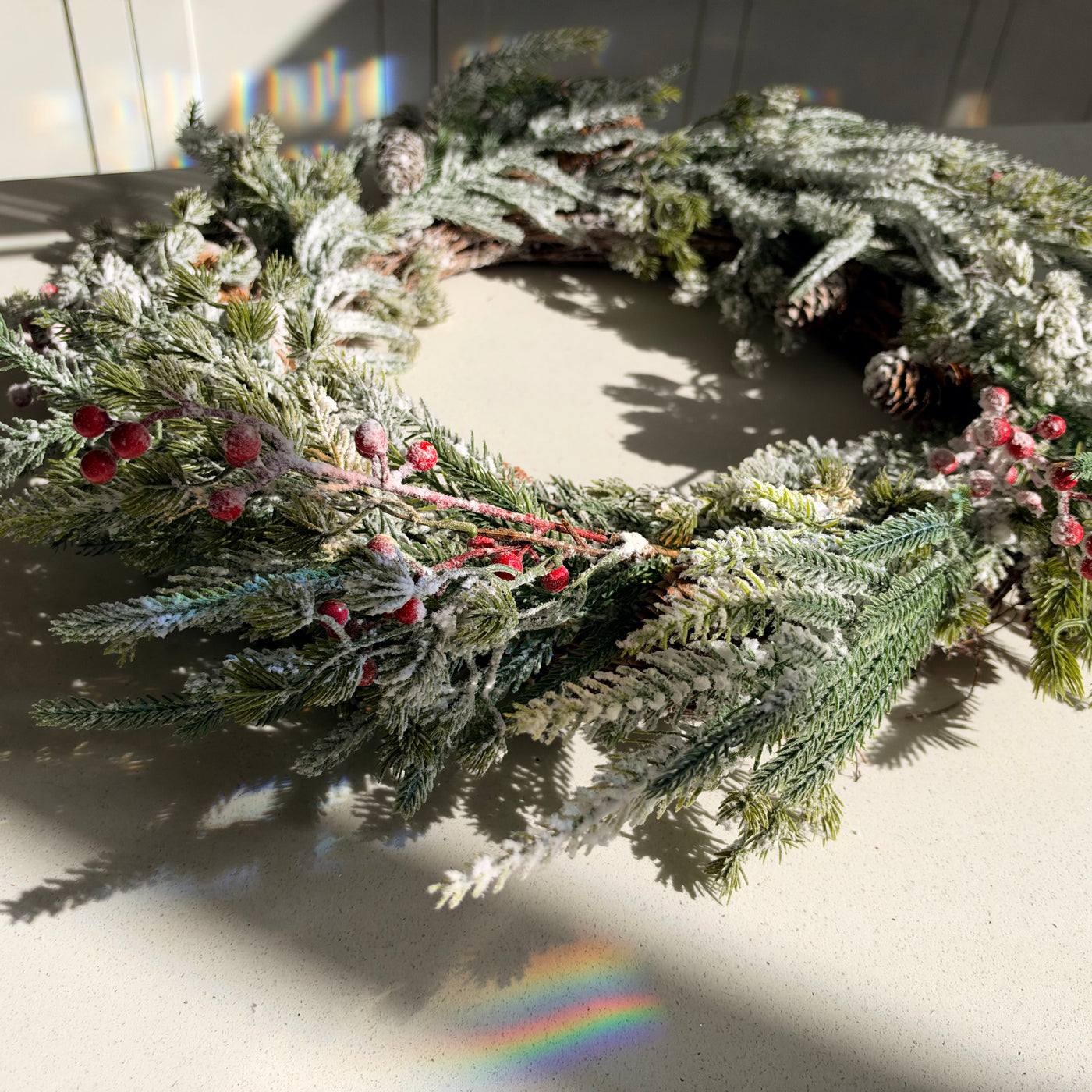The Frosted Forest – Large Snowy Christmas Wreath, 60cm