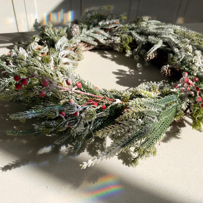 The Frosted Forest – Large Snowy Christmas Wreath, 60cm