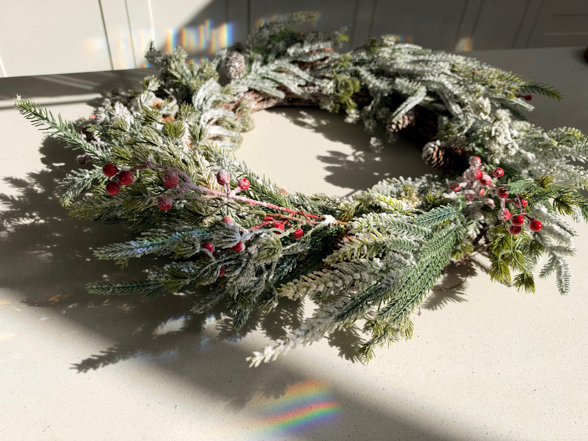 The Frosted Forest – Large Snowy Christmas Wreath, 60cm