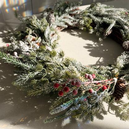 The Frosted Forest – Large Snowy Christmas Wreath, 60cm