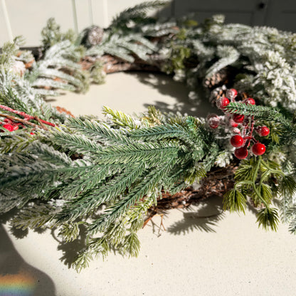 The Frosted Forest – Large Snowy Christmas Wreath, 60cm