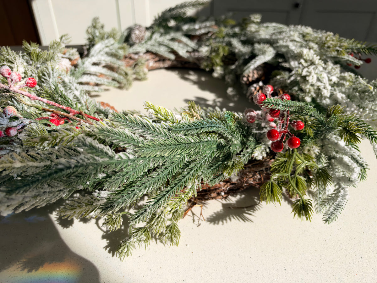 The Frosted Forest – Large Snowy Christmas Wreath, 60cm