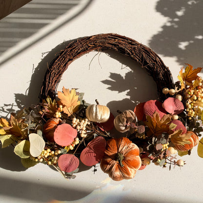 The Harvest Moon – Handmade Autumn Pumpkin Wreath, 60cm