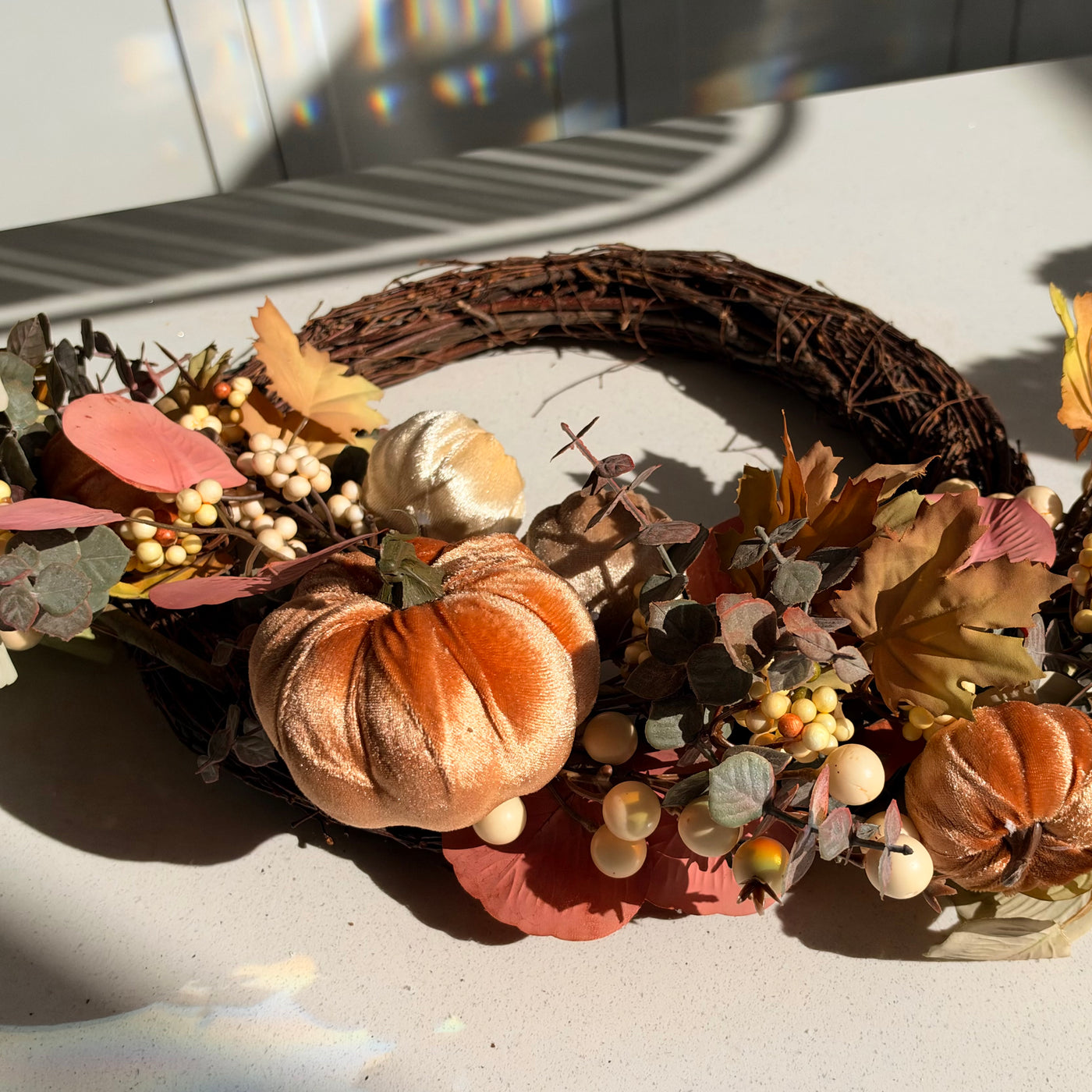 The Harvest Moon – Handmade Autumn Pumpkin Wreath, 60cm
