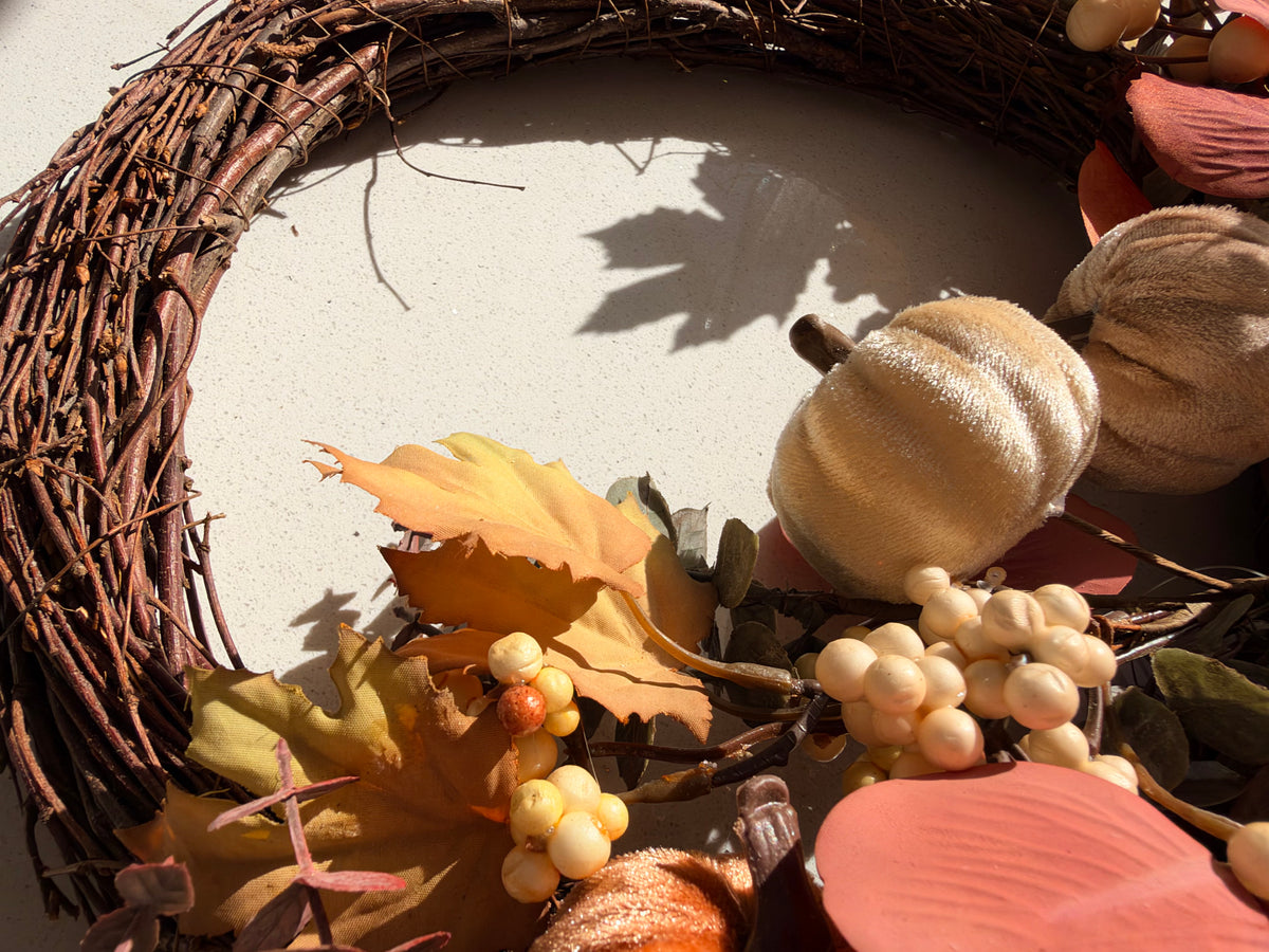The Harvest Moon – Handmade Autumn Pumpkin Wreath, 60cm