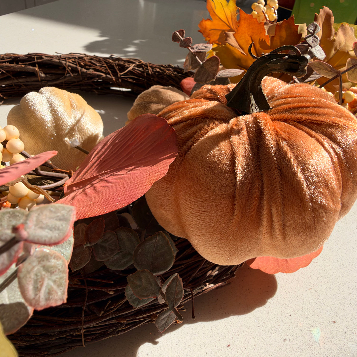 The Harvest Moon – Handmade Autumn Pumpkin Wreath, 60cm