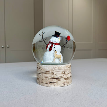 Large Snowman, Deer & Robin Christmas Snow Globe – 15cm