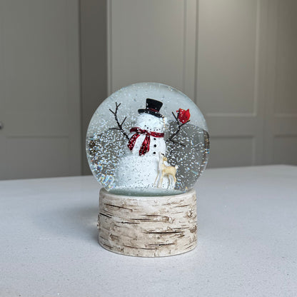 Large Snowman, Deer & Robin Christmas Snow Globe – 15cm