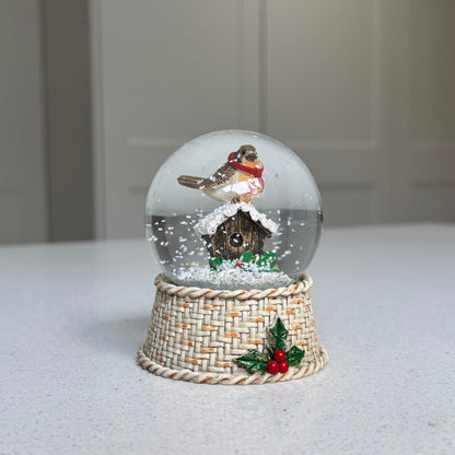 Mini Robin & Birdhouse Christmas Snow Globe – 8.5cm