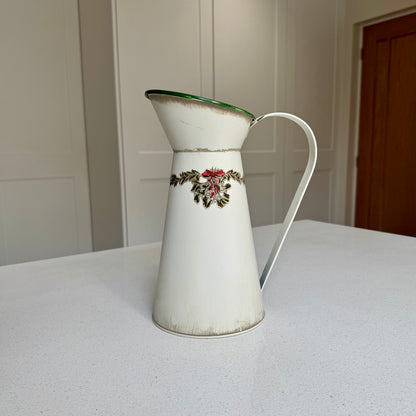 Metal Christmas Jug Vase with Mistletoe – 27cm