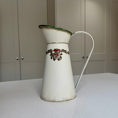 Metal Christmas Jug Vase with Mistletoe – 27cm