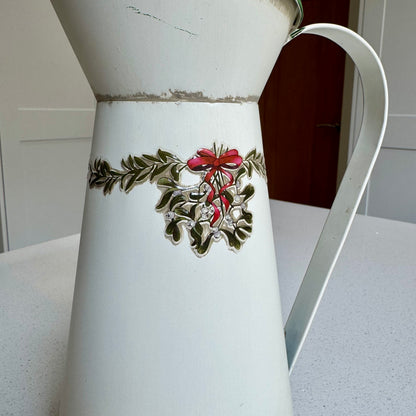 Metal Christmas Jug Vase with Mistletoe – 27cm