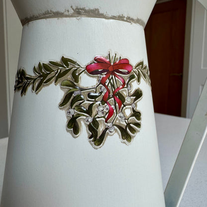 Metal Christmas Jug Vase with Mistletoe – 27cm