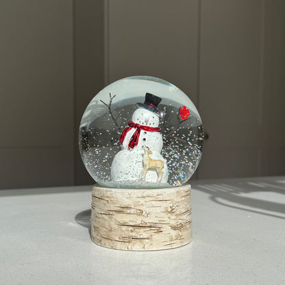 Large Snowman, Deer & Robin Christmas Snow Globe – 15cm