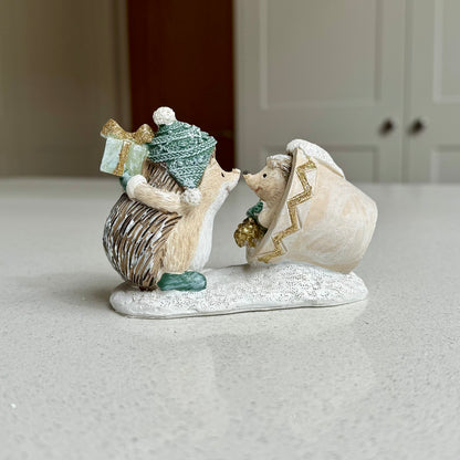 Festive Hedgehog Gift-Giving Christmas Ornament – 12cm