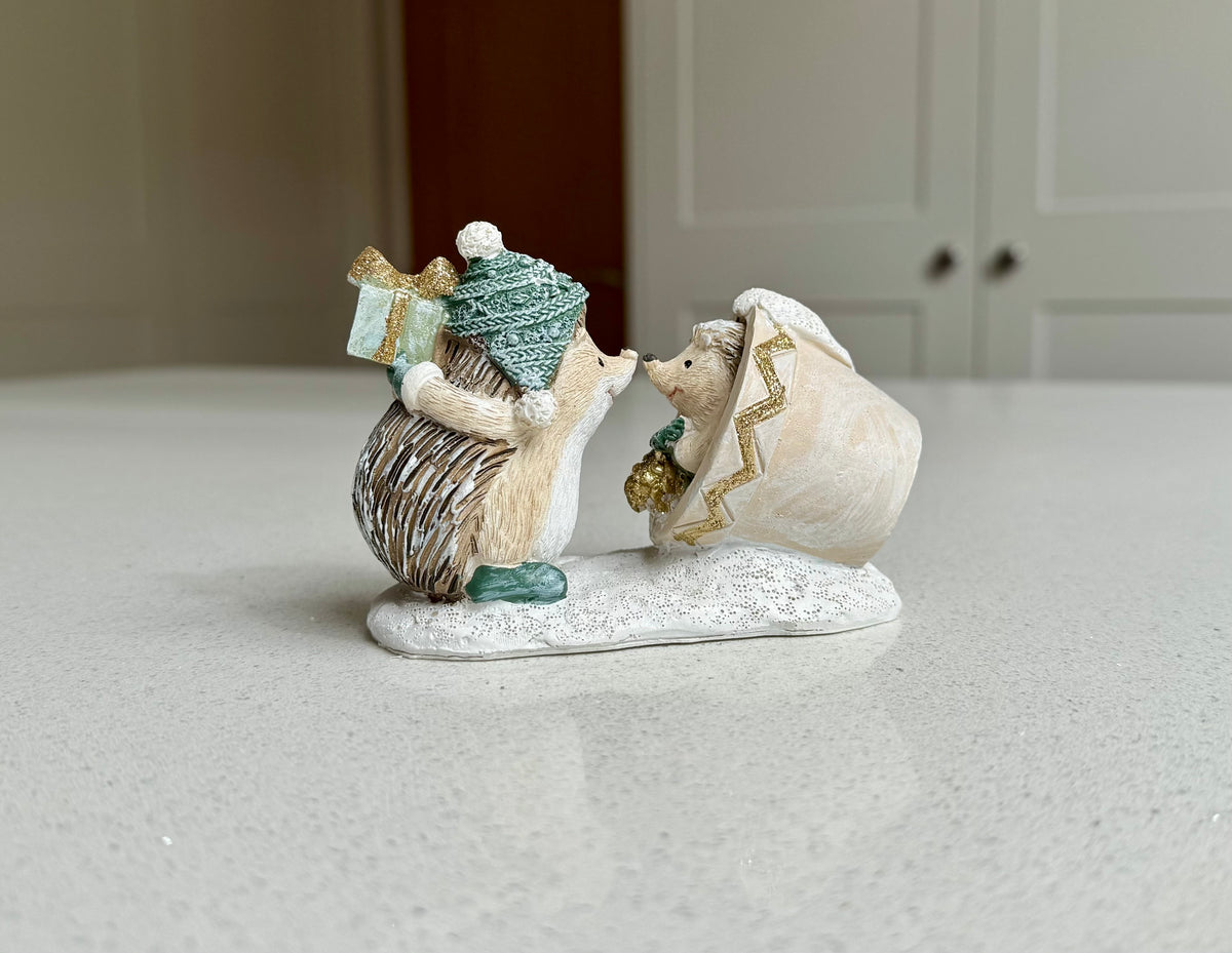 Festive Hedgehog Gift-Giving Christmas Ornament – 12cm