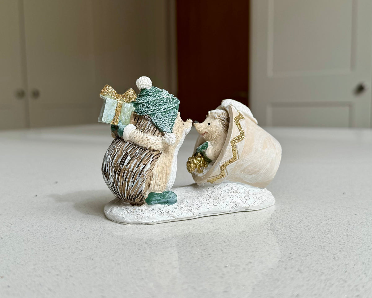 Festive Hedgehog Gift-Giving Christmas Ornament – 12cm