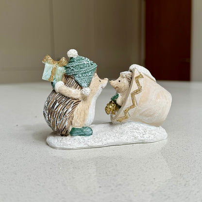 Festive Hedgehog Gift-Giving Christmas Ornament – 12cm