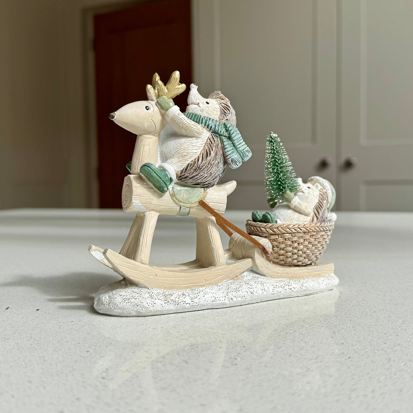 Hedgehog Rocking Reindeer Sleigh Ride Ornament – 14.5cm