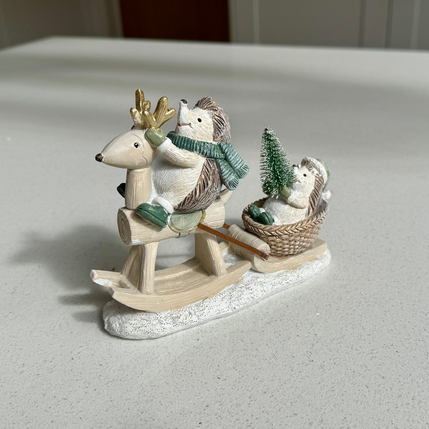 Hedgehog Rocking Reindeer Sleigh Ride Ornament – 14.5cm