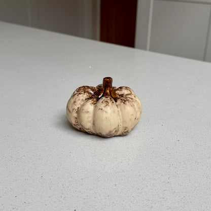 Natural Ceramic Pumpkin with Glazed Brown Stem – 9cm