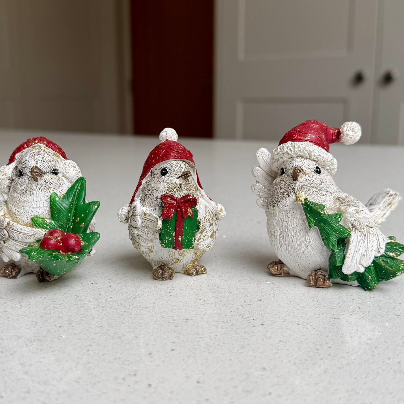 Festive Resin Robin Ornament with Red Detail – Three Designs