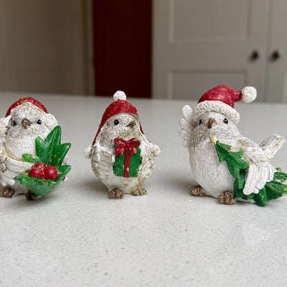Festive Resin Robin Ornament with Red Detail – Three Designs