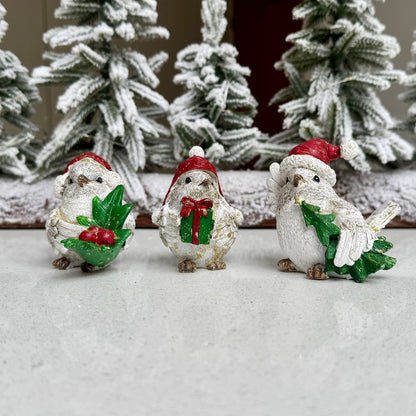 Festive Resin Robin Ornament with Red Detail – Three Designs