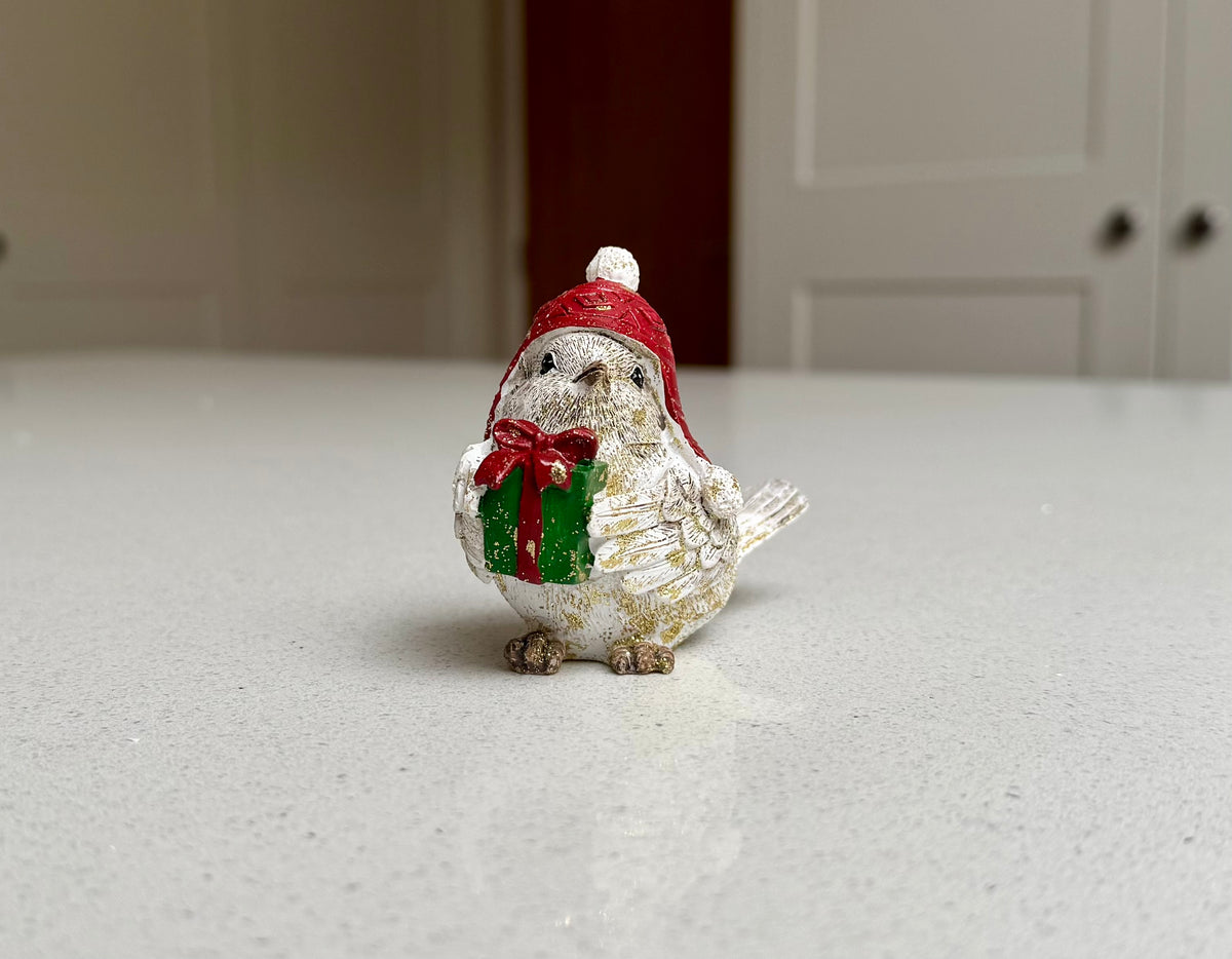 Festive Resin Robin Ornament with Red Detail – Three Designs