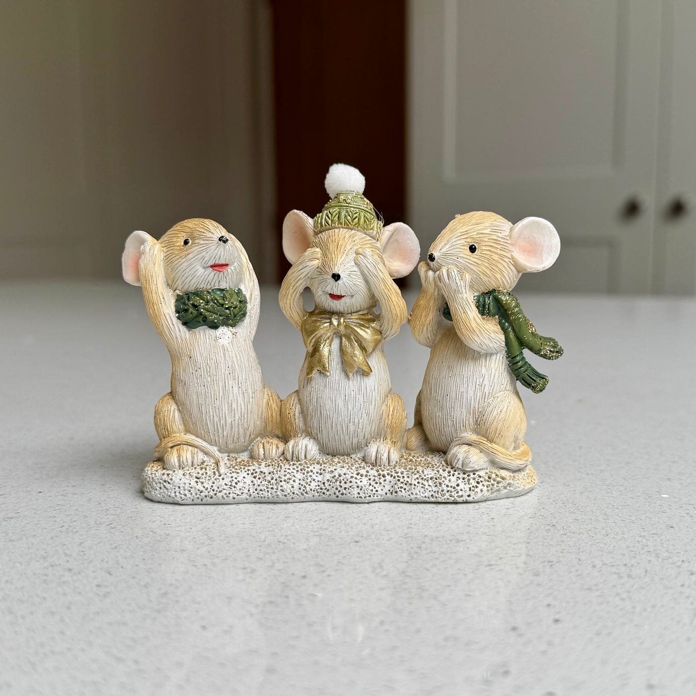 Festive Hear No Evil, See No Evil, Speak No Evil Mice Ornament