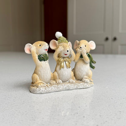 Festive Hear No Evil, See No Evil, Speak No Evil Mice Ornament