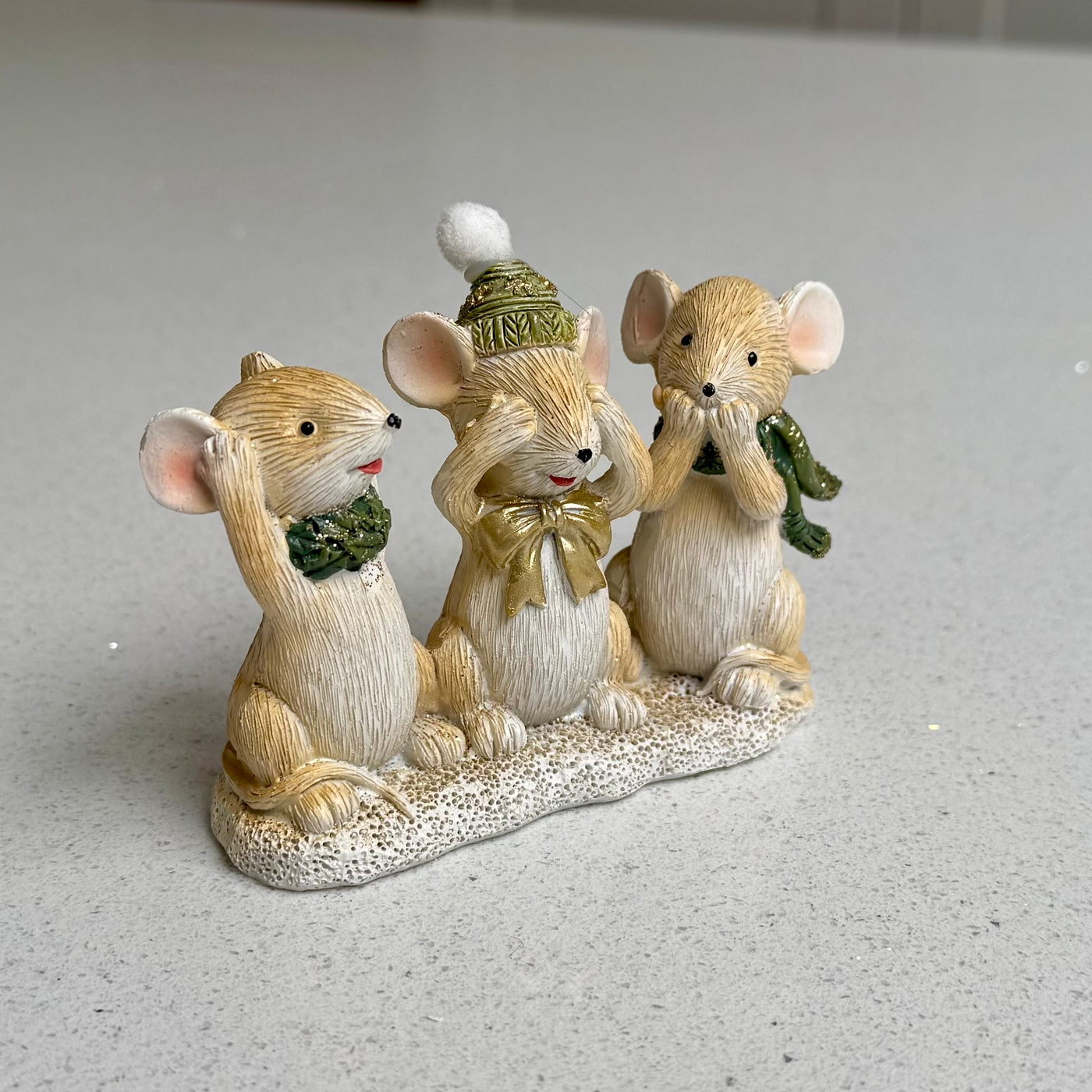 Festive Hear No Evil, See No Evil, Speak No Evil Mice Ornament