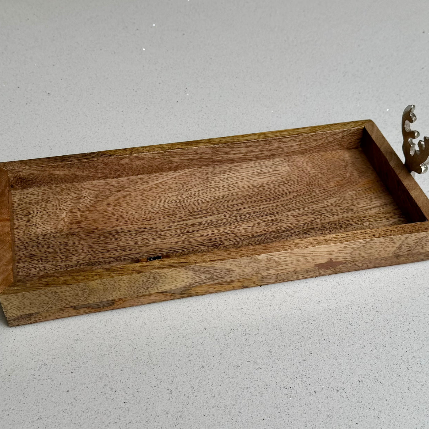 Luxury Wooden Christmas Display Tray with Stag Head Handles