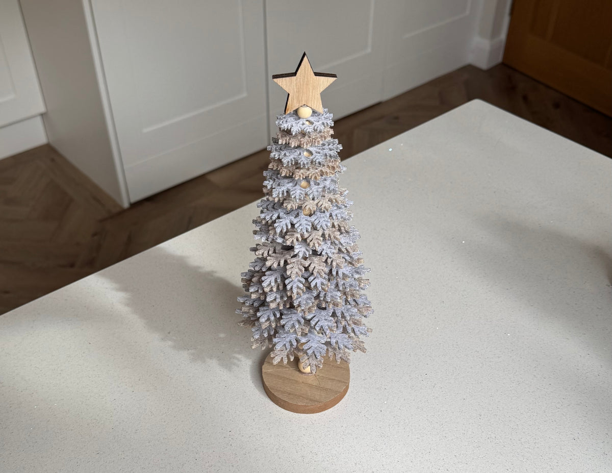 Grey Felt and Wood Christmas Tree Ornament – 31cm