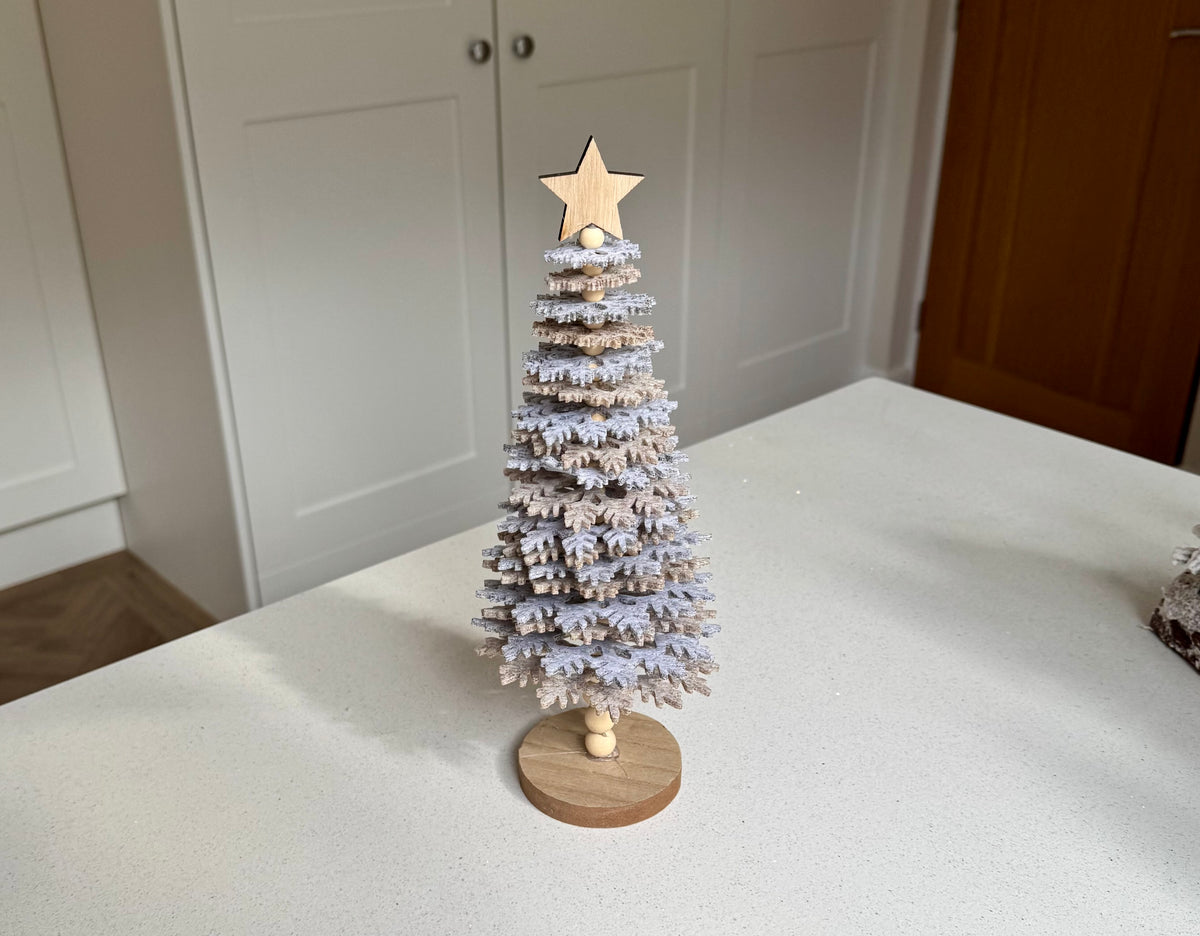 Grey Felt and Wood Christmas Tree Ornament – 31cm