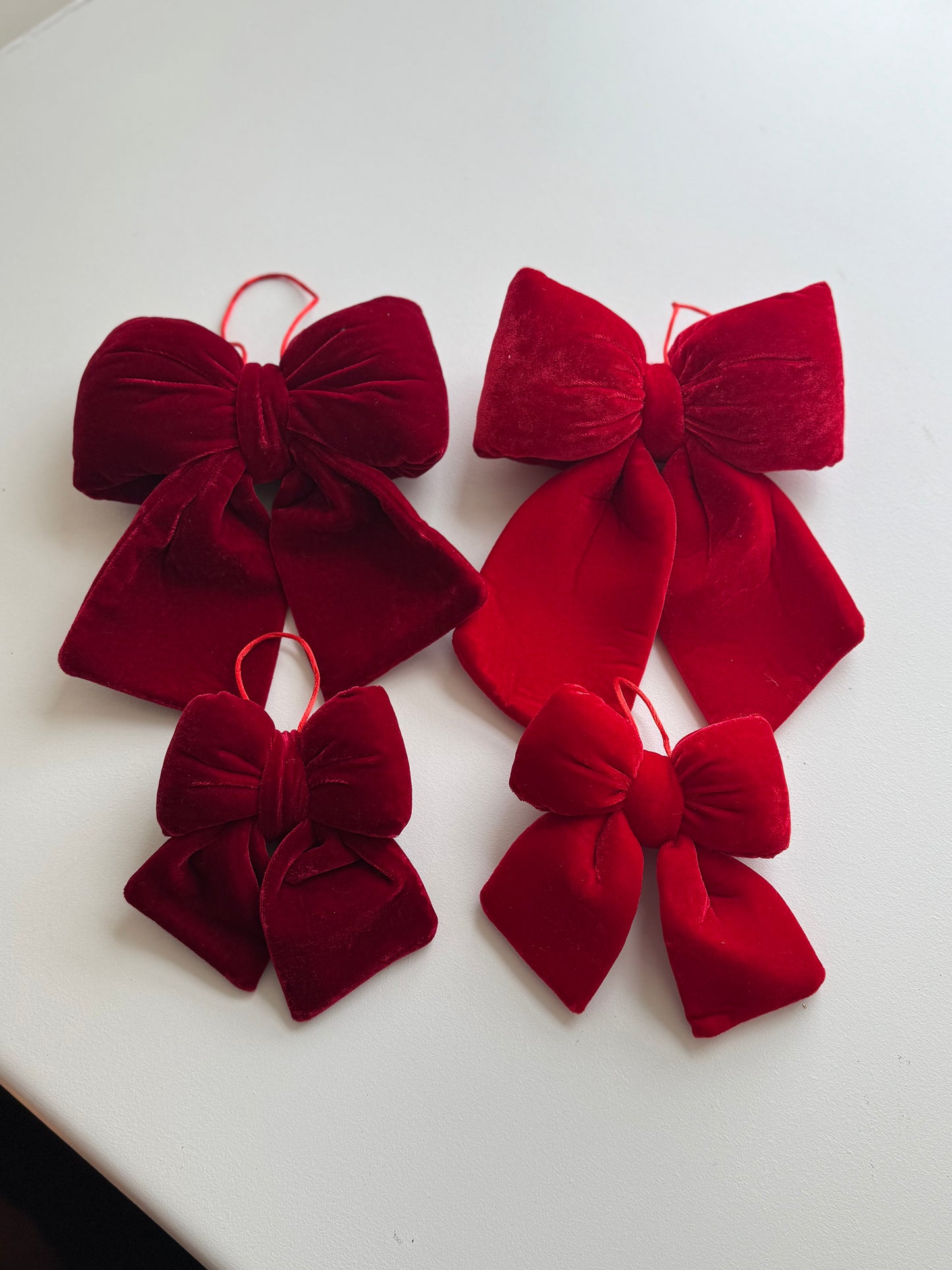 Small Christmas Red Velvet Bow - Christmas Tree & Wreath Decoration