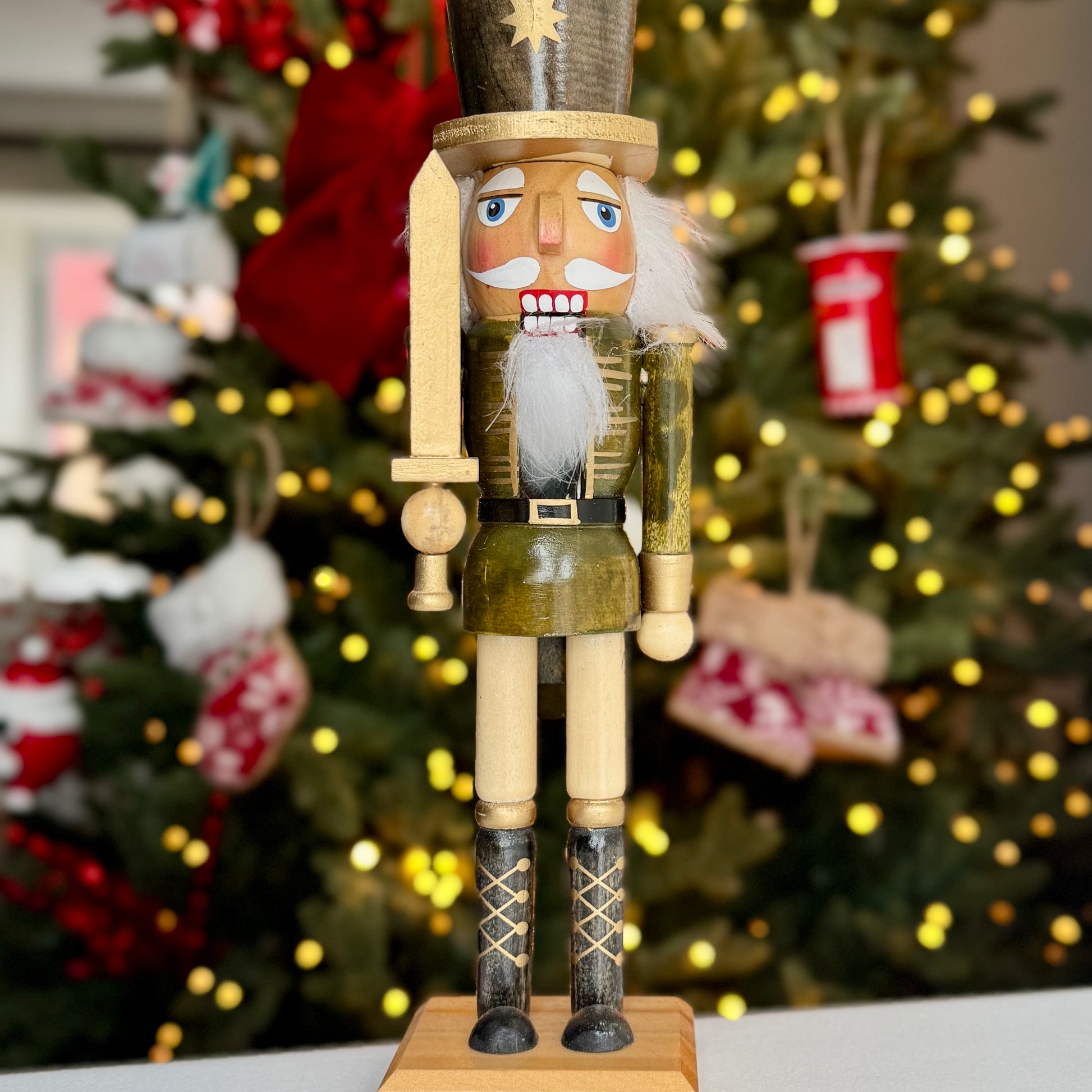 Hand-Painted Wooden Christmas Nutcracker – 25cm – Brown