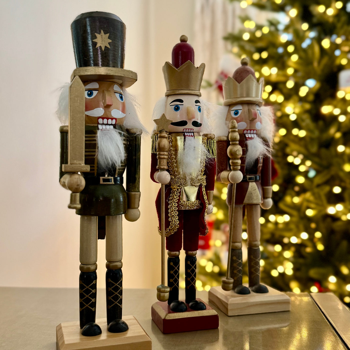 Hand-Painted Wooden Christmas Nutcracker – 25cm – Red Velvet