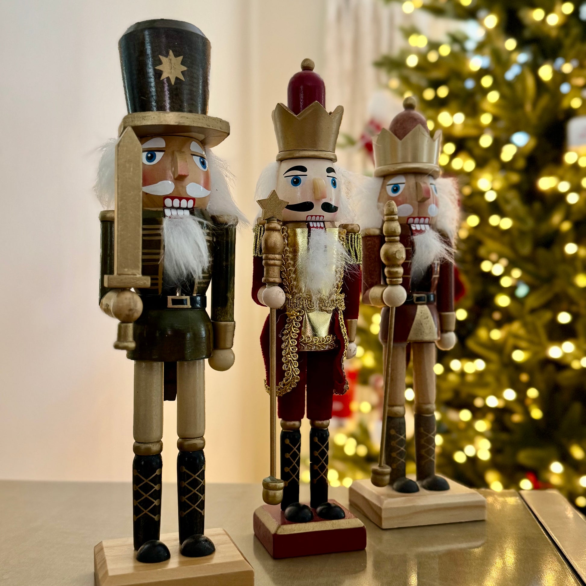 Hand-Painted Wooden Christmas Nutcracker – 25cm – Red Velvet