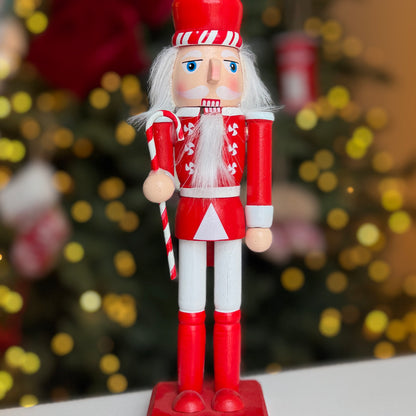 Classic Hand-Painted Wooden Christmas Nutcracker in Various Colours and Sizes – Gold Rod (22cm)