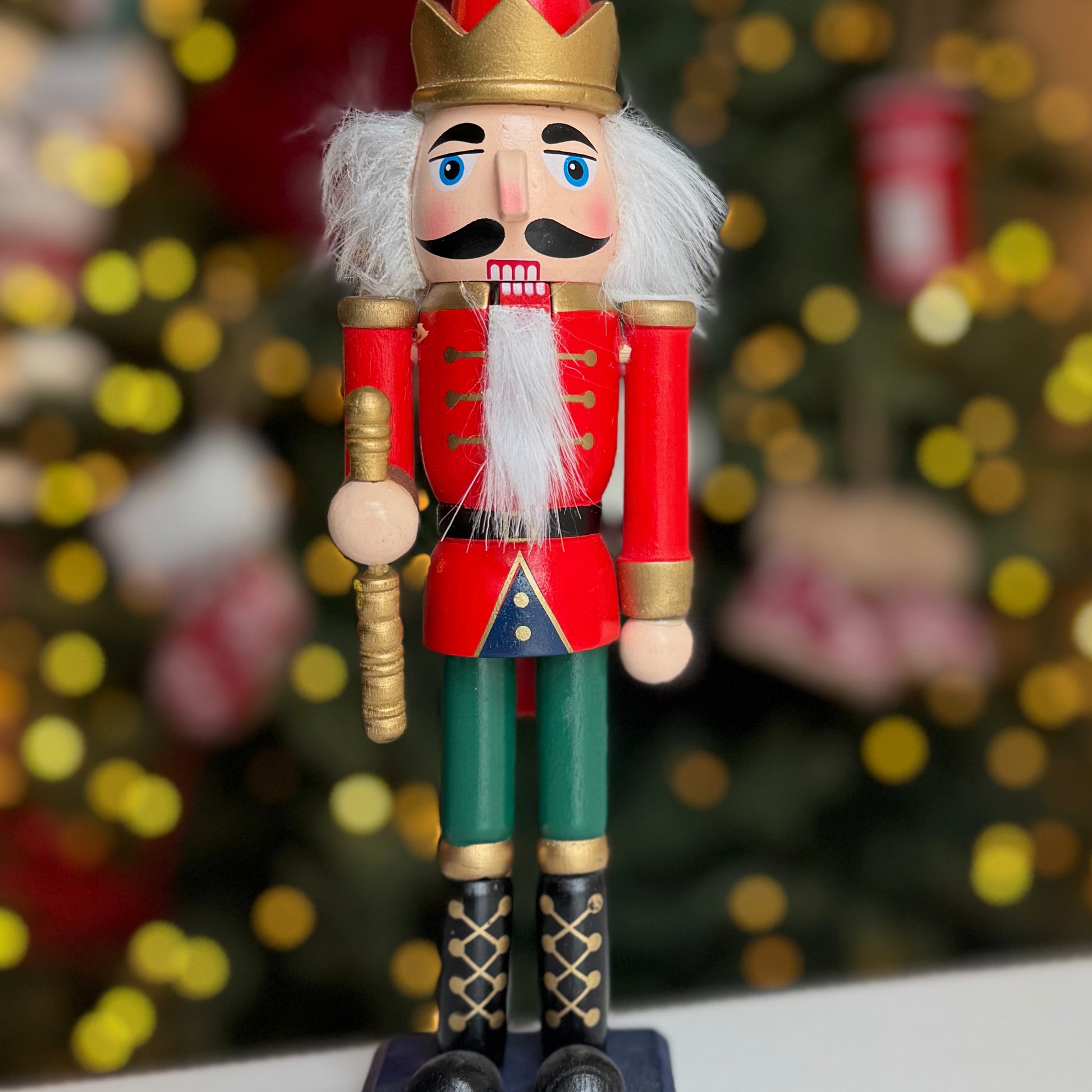 Classic Hand-Painted Wooden Christmas Nutcracker in Various Colours and Sizes – Candy Cane (30cm)