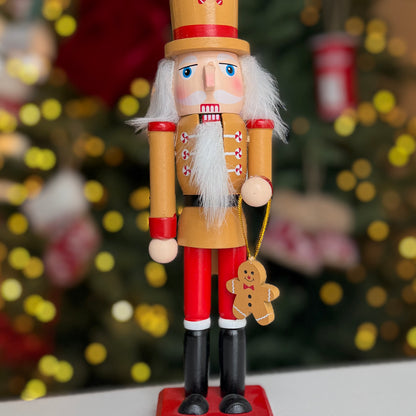 Classic Hand-Painted Wooden Christmas Nutcracker in Various Colours and Sizes – Gingerbread (22cm)