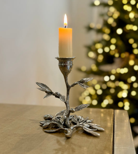Olive Tree Candle Holder In Pewter