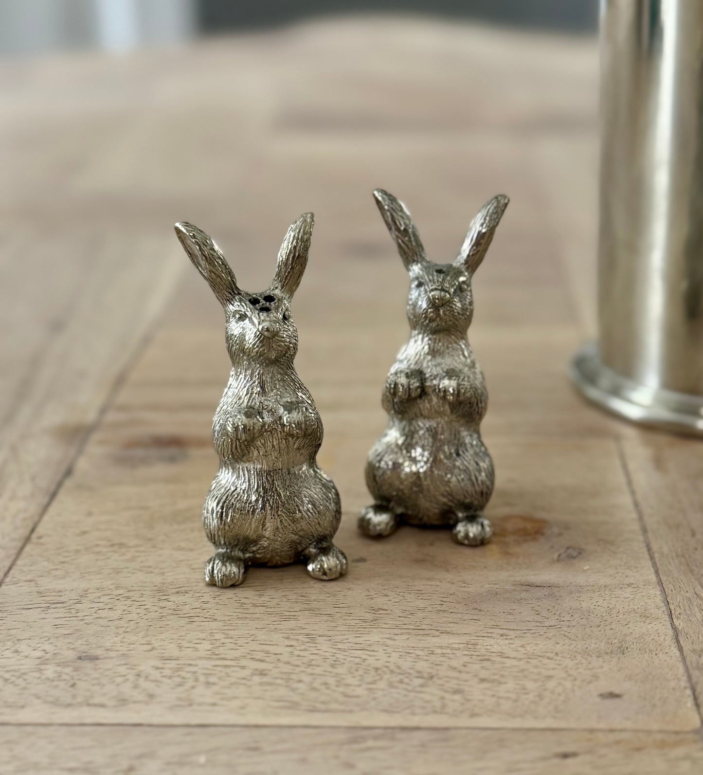 Rabbit Salt and Pepper Set in Pewter