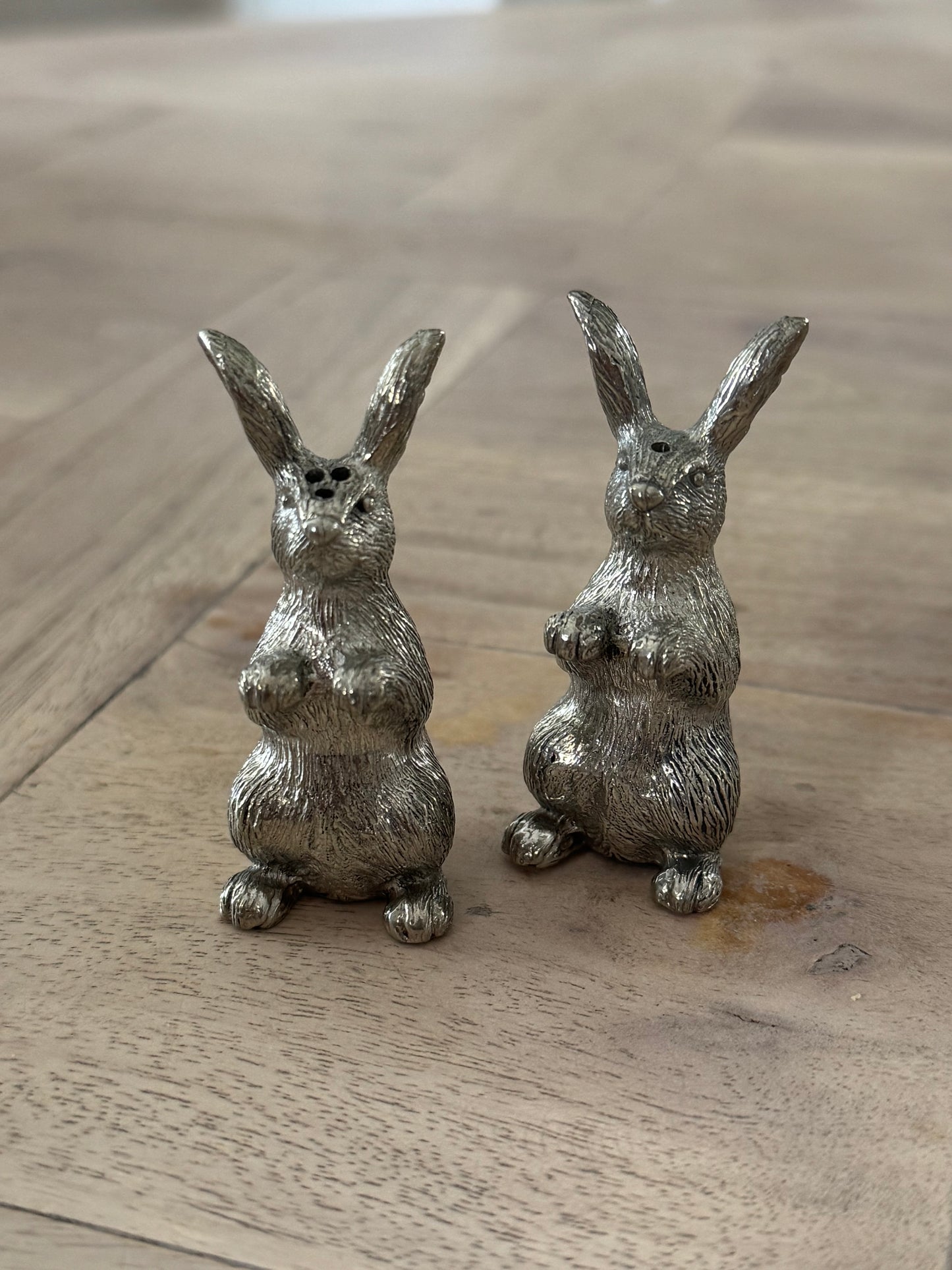 Rabbit Salt and Pepper Set in Pewter