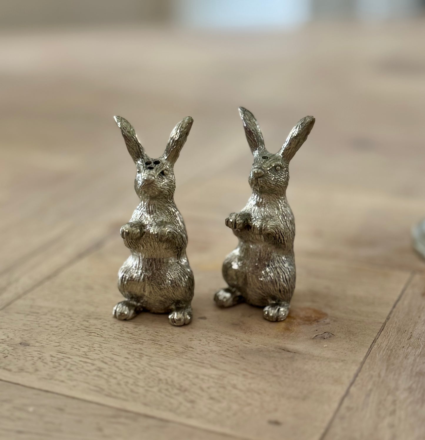 Rabbit Salt and Pepper Set in Pewter
