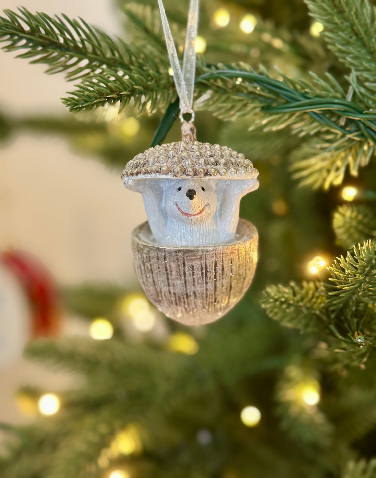Hedgehog in an Acorn Christmas Bauble