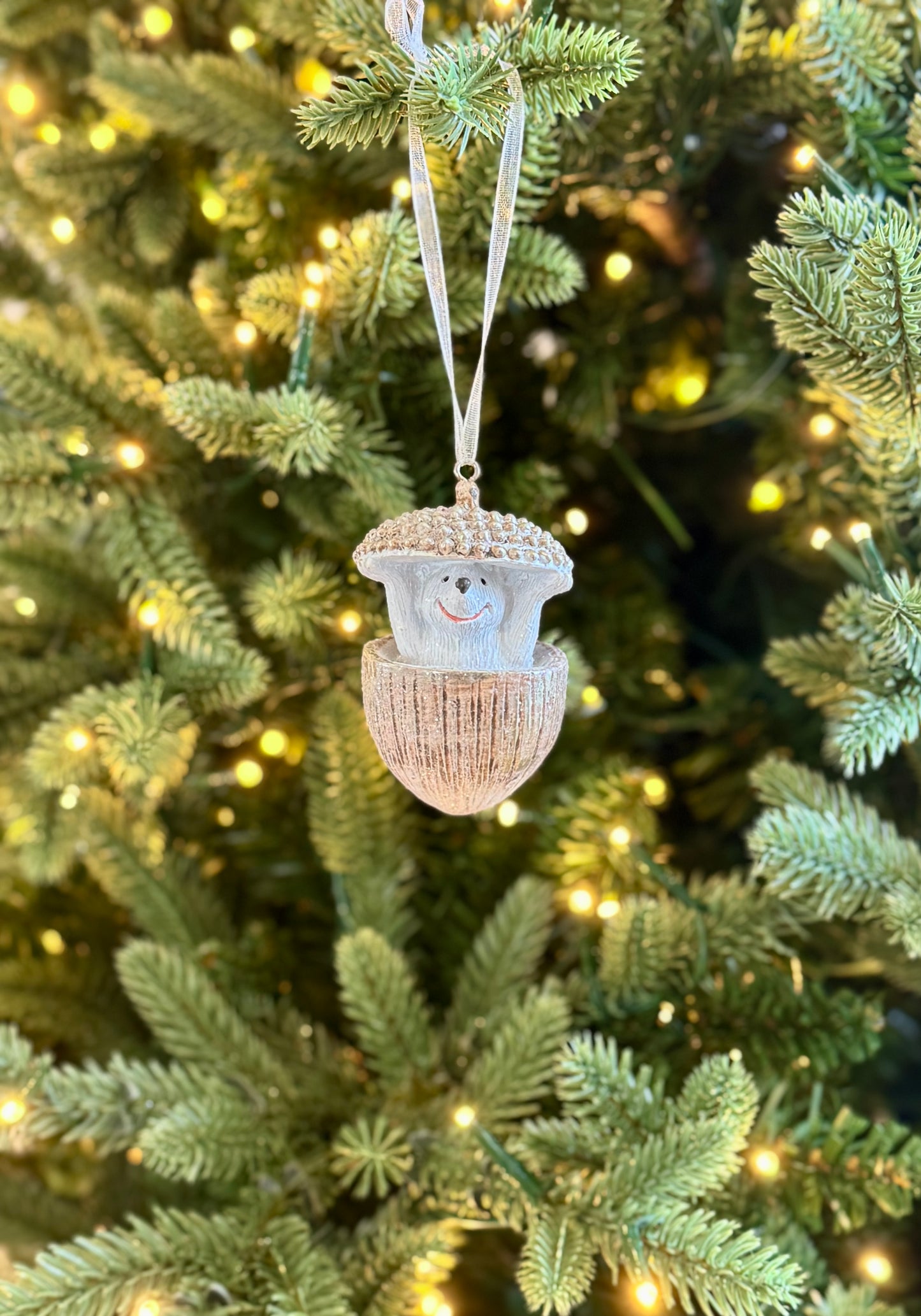Hedgehog in an Acorn Christmas Bauble